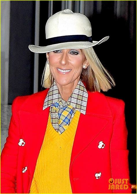 celine dion red coat